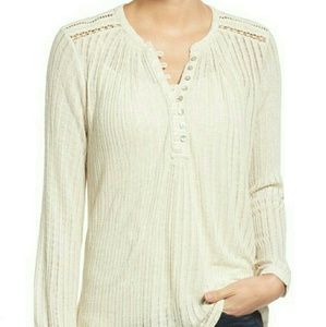 NWT! Lucky Brand + Long Sleeve + Cream Top